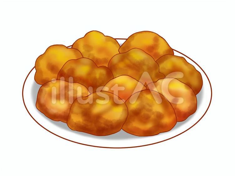 唐揚げ (お皿付き) 唐揚げ,からあげ,鶏のイラスト素材