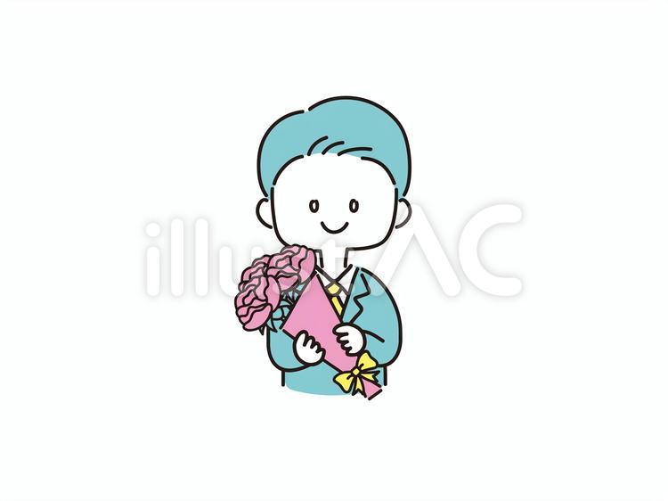 花束を持った男性 プロポーズ,男性,バラのイラスト素材