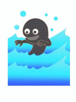 海坊主　妖怪 海,黒い,影,坊主頭,巨大,妖,あやかしのイラスト素材