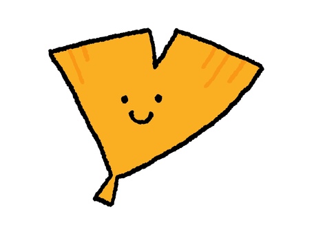 かわいい表情のイチョウの葉っぱ イチョウ,葉っぱ,秋,落ち葉,枯れ葉,自然,モチーフ,季節,素材,笑顔のイラスト素材