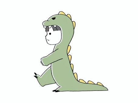 恐竜のきぐるみ４ かわいい,手描き,アナログ,人物,恐竜,着ぐるみ,子ども,コスプレ,幼児,怪獣のイラスト素材
