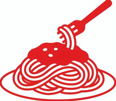 ピクトグラムの赤のミートソースパスタです ピクトグラム,ミートソース,パスタ,シンプル,フォーク,スパゲッティ,料理,イタリアン,トマトソース,麺のイラスト素材