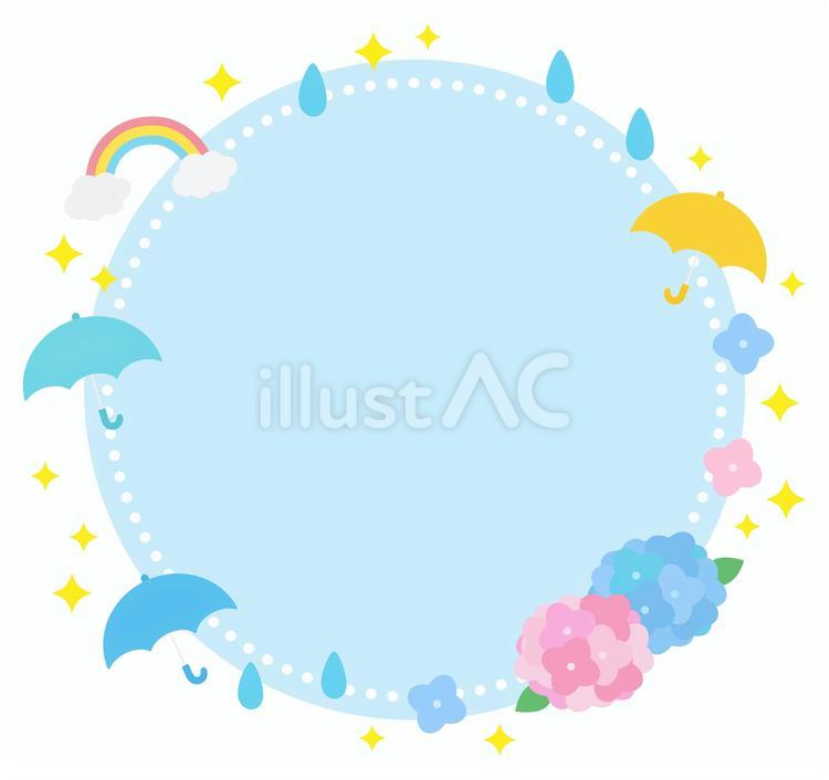 梅雨のフレーム02 梅雨,あじさい,フレームのイラスト素材