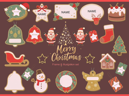 クリスマスミニイラストセット cf004 クリスマス,フレーム,枠,吹き出し,speechbubble,サンタ,サンタクロース,見出し,イラスト,トナカイのイラスト素材