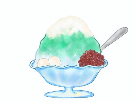 かき氷　宇治金時 かき氷,宇治金時,白玉,氷菓,抹茶シロップのイラスト素材