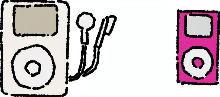 携帯音楽プレーヤー カラー 携帯音楽プレーヤー カラー 携帯音楽プレーヤー,音楽,なつかし,イラスト,線画,手描き,カラー,シンプルのイラスト素材