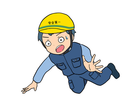 つまずいて転びそうな工事作業員 工事,工事現場,工事作業員,建設,建築,現場,安全第一,ヘルメット,作業着,作業員のイラスト素材