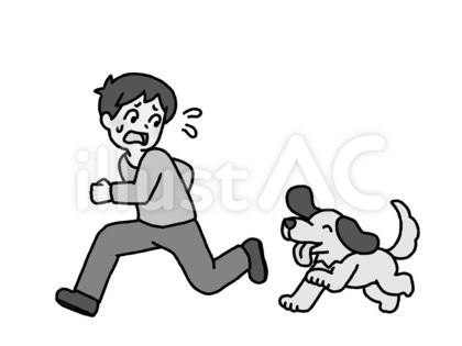 犬から逃げる【グレースケール】