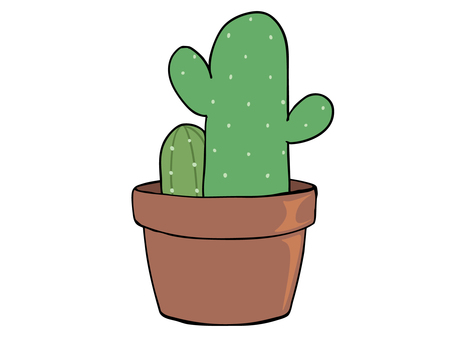 サボテン2 サボテン,とげ,植物,鉢,主線あり,イラスト素材,広告,チラシ,cm,白背景のイラスト素材