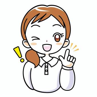 指差しで助言をする女性 指差しで助言をする女性 女性,女子,学生,主婦,社会人,ヒント,アドバイス,指差,助言,問題解決のイラスト素材