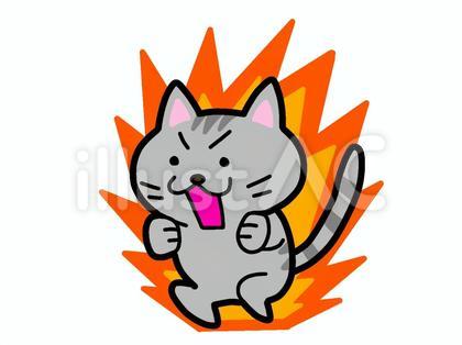 イラスト素材:気合い入れるサバトラ猫 1