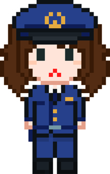 ドット絵の警察官の女性です。 ドット絵,警察官,シンプル,制服,パトカー,交番,逮捕,手錠,警棒,警察のイラスト素材