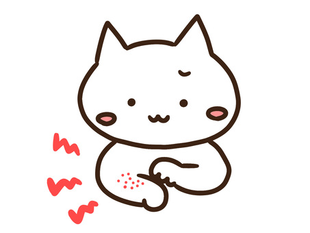 乾燥肌トラブルで腕が痒くて掻く白ねこ 乾燥肌,乾燥,トラブル,腕,痒い,掻く,ねこ,ぶつぶつ,こする,花粉症のイラスト素材