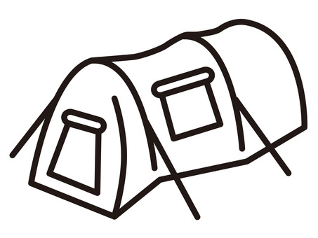 アウトドアキャンプ用テント線画アイコン５ テント,アウトドア,キャンプ,アイコン,線画,ドーム型,シェルター,ツールーム,トンネル,防災のイラスト素材