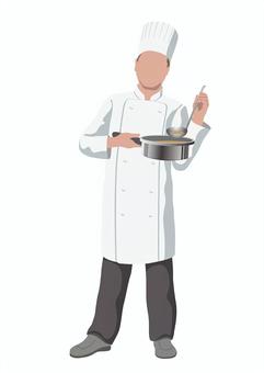 鍋を持ったシェフのフラットなイラスト シェフ,コック,人物,仕事,料理,グルメ,職種,料理人,料理長,調理のイラスト素材