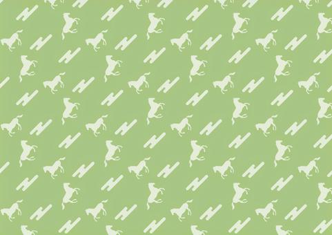 走る馬のパターン背景（緑）