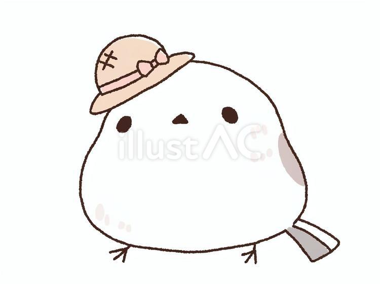 シマエナガ　麦わら帽子 シマエナガ,麦わら帽子,帽子のイラスト素材