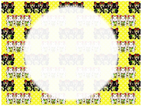 よくばり招き猫のフレ−ム 招き猫,白,黒,招福,千万両,love,ラブ,かわいい,笑顔,柄のイラスト素材