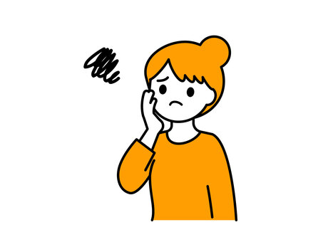 悩む・モヤモヤ・体調不良01 人物,女性,20代,30代,40代,上半身,医療,体調不良,風邪,pmsのイラスト素材