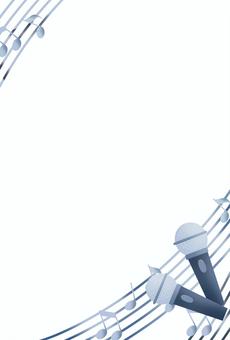 故人の趣味の喪中はがきカラオケ2 喪中はがき,年賀状,背景,挨拶,テンプレート,カラオケ,マイク,音符,五線,偲ぶのイラスト素材