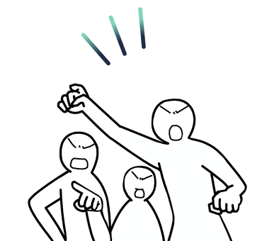 指をさして文句を言う人達 人物,文句,愚痴,大勢,責める,指さし,男性,女性,漫画調,挿絵のイラスト素材