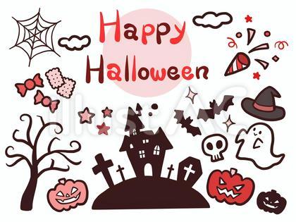 ハロウィン素材セット(ピンク)