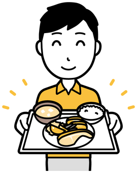 Illustration, refeição, homem, manga comprida, 