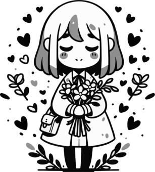 girl with a bouquet, , JPG, PNG and AI