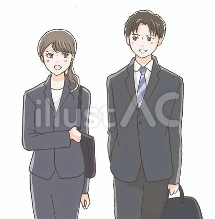 スーツの男女のイラスト(上半身)