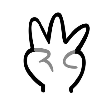 ３の手モノクロ ３,数,数字,手,指,イラスト,アイコン,シンプル,モノクロ,白黒のイラスト素材