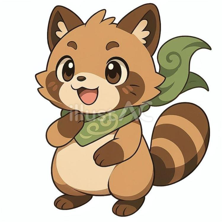 タヌキ　アニメ風 タヌキ,動物,二足立ちのイラスト素材