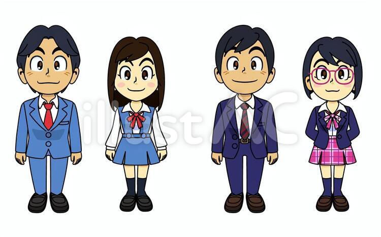 学生-J001 学生,男子学生,女子学生のイラスト素材