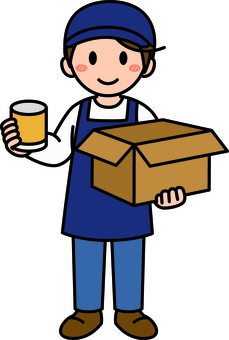 紺スタッフの入荷作業です。 小売店,スーパー,シンプル,スタッフ,商品,管理,在庫,陳列,作業,検品のイラスト素材