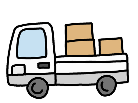 軽トラック荷物 軽トラック,トラック,自動車,乗り物,シンプル,白,かわいい,配送,輸送,生活のイラスト素材