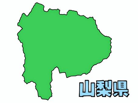 少しゆるい山梨県地図 書き文字 山梨県,山梨,地図,中部地方,ゆるい,手描き,日本地図,線画,緑,日本のイラスト素材