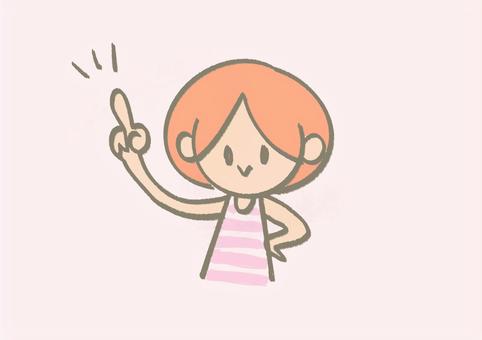 こちら！と指さす女の子 指さし,こちら,女の子,優しいタッチ,手書き風,ゆるかわ,人物のイラスト素材