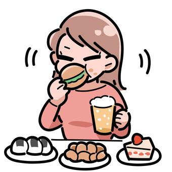 Illustration, female, burning, food, 