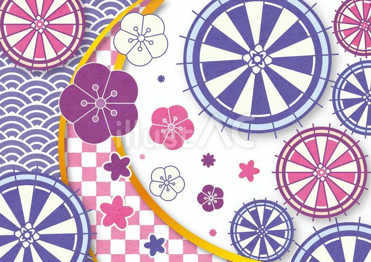 傘和柄ベース 和傘,和柄,青海波のイラスト素材