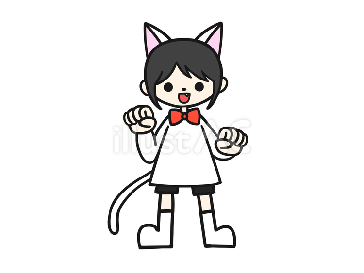 ハロウィン　白猫　仮装　鼻付き　イラスト ハロウィン,仮装,人物のイラスト素材