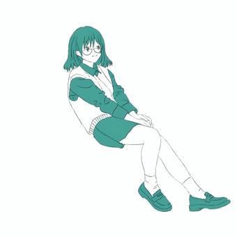 メガネをかけた女の子 ファッション,人物,服,女性,オシャレ,スカート,メガネ,可愛い,流行,デザインのイラスト素材