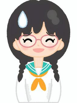 学生服女性2苦笑い 学生服,苦笑い,愛想笑い,汗,ごまかす,セーラー服,学生,未成年,少女,人物のイラスト素材