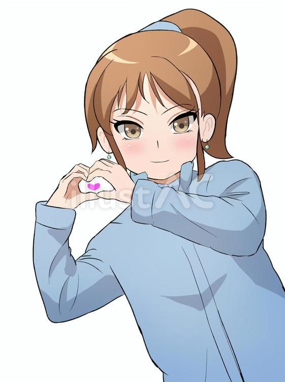 手でハートマークを作る女性 女性,人物,ハートのイラスト素材