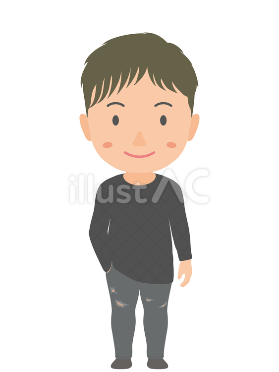 ダメージジーンズを穿いた男性 男性,笑顔,ダメージジーンズのイラスト素材
