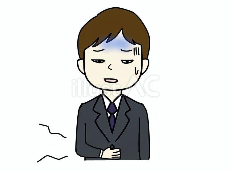 お腹が痛いスーツの男性 腹痛,下痢,男性のイラスト素材