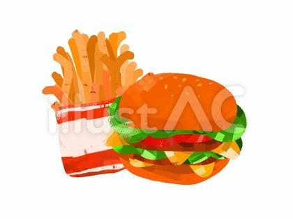 ハンバーガーとポテトフライ
