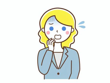 焦る白人OL 外国人,白人,欧米人,女性,ビジネス,キャリアウーマン,会社員,ol,焦る,冷や汗のイラスト素材