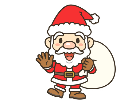 サンタクロース_06 サンタ,サンタクロース,クリスマス,聖夜,帽子,コート,袋,髭,笑顔,正面のイラスト素材