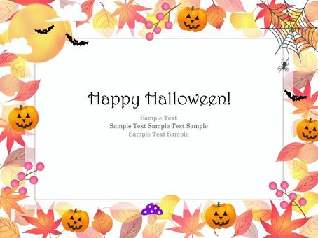 ハロウィンのフレーム、背景90 ハロウィン,フレーム,背景,かぼちゃ,秋,紅葉,水彩,手描き,ジャックオランタン,葉のイラスト素材