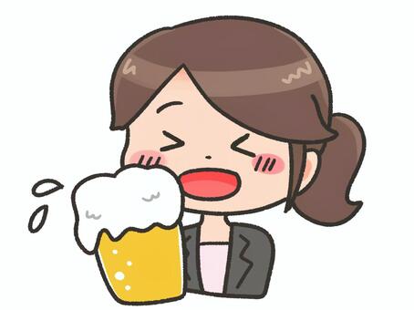 ビールで乾杯するスーツの女性 ビール,女性,乾杯,スーツ,かわいい,ビジネスウーマン,ol,仕事帰り,生ビール,お酒のイラスト素材