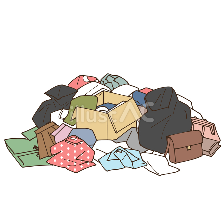 積みあがった大量の洋服 積みあがる,大量,洋服のイラスト素材